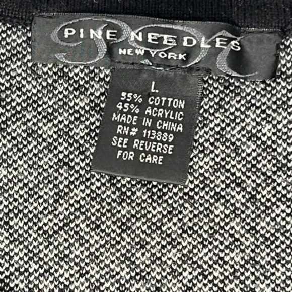 Vintage Pine Needles Black White 3/4 Sleeve Cardigan Size Large - Picture 8 of 9